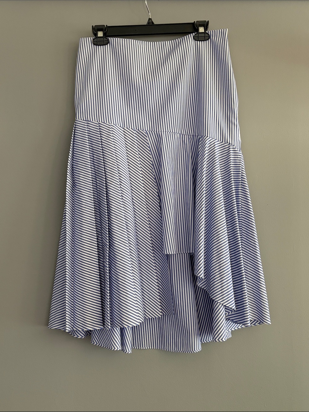 Nordstrom Signature Blue and White Striped Asymmetrical Midi Skirt